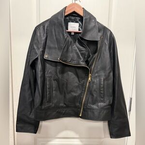 Cuyana Black Lamb Leather Moto Jacket Size Large